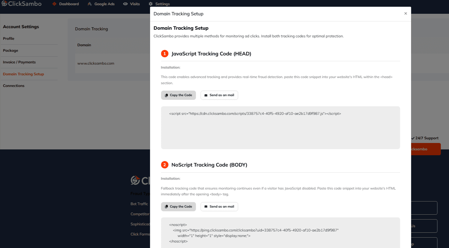 ClickSambo Takip Kodları (Web Siteniz İçin)