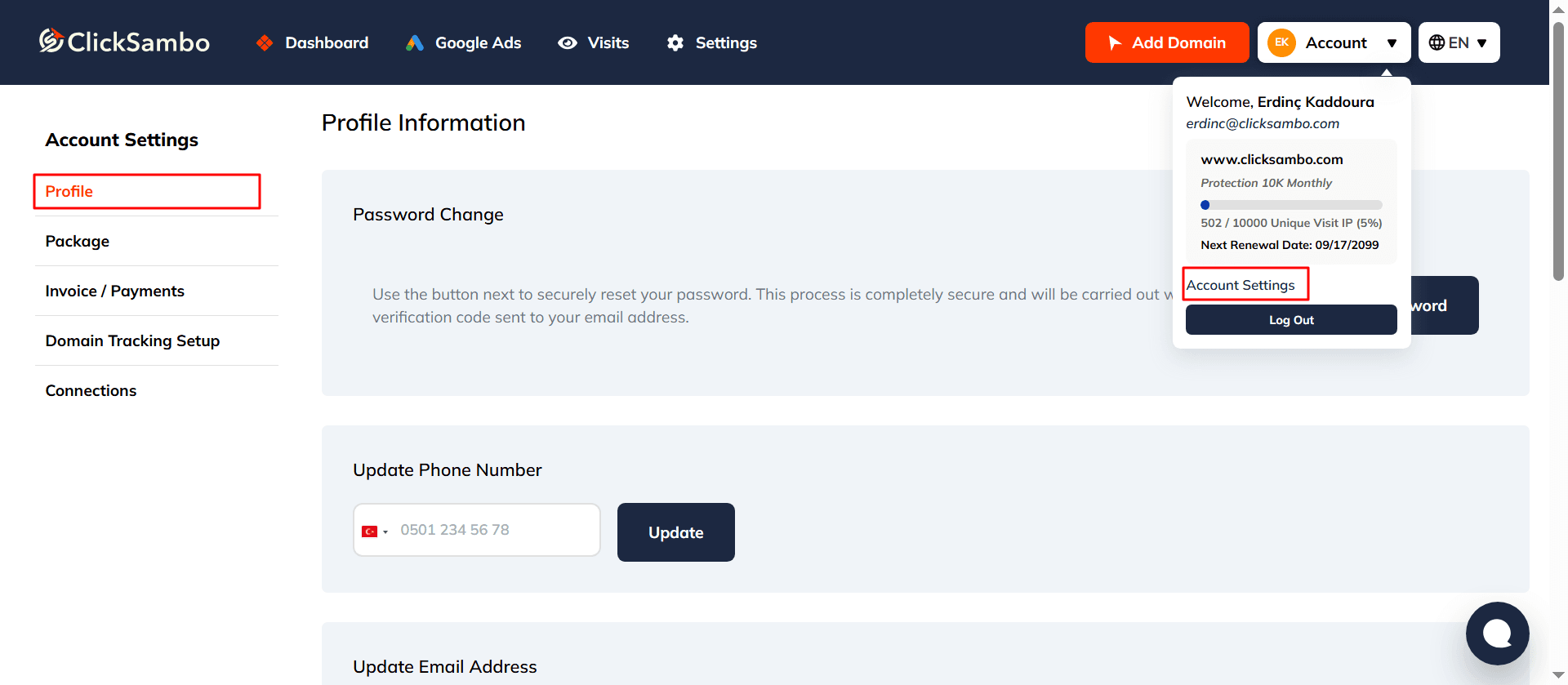Accessing Your Profile Settings