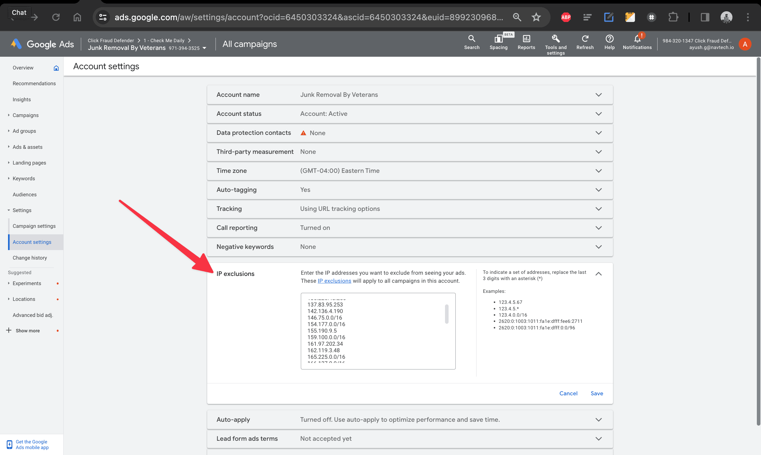 Google Ads'de engellenen IP listesini nasıl görebilirim?