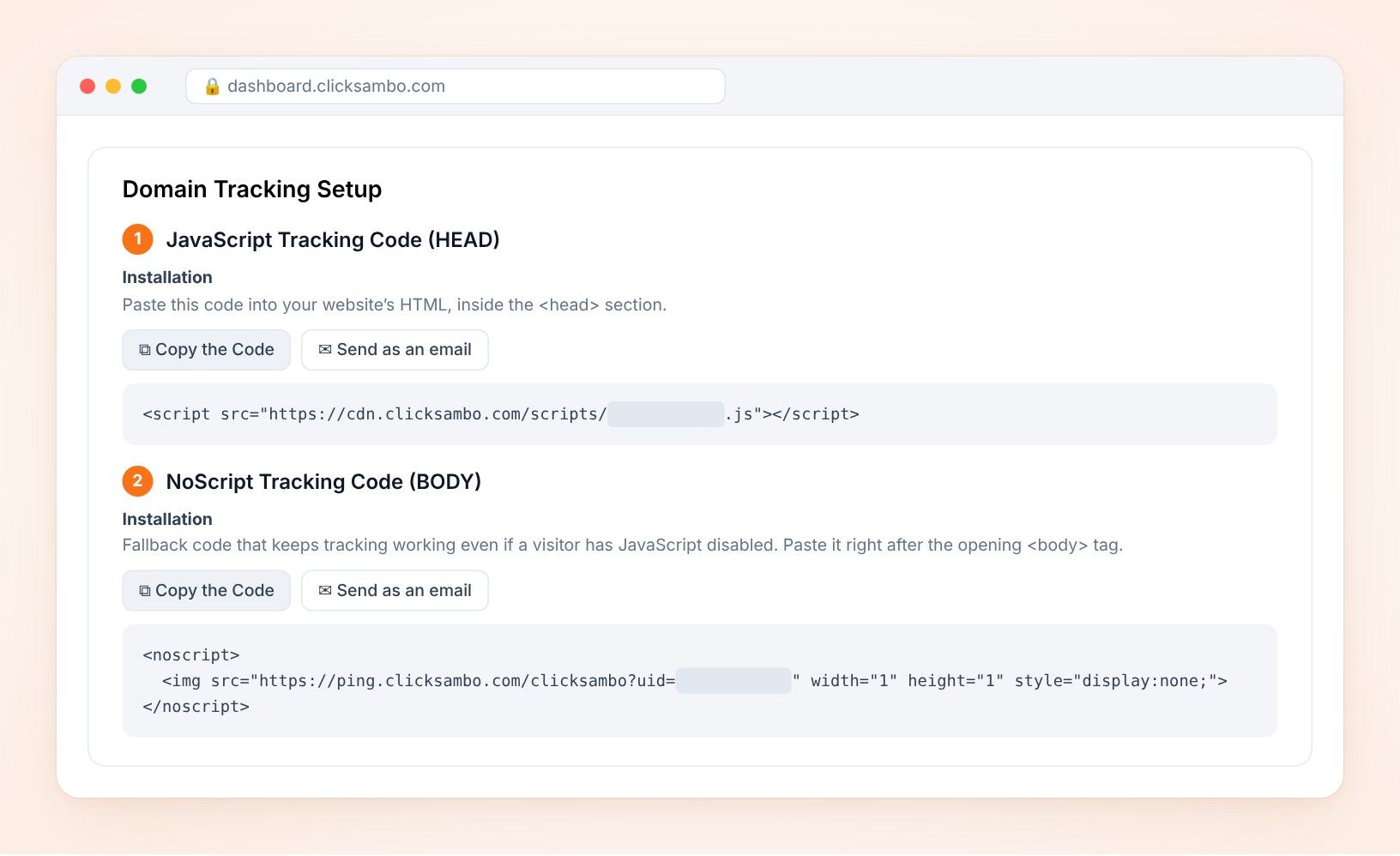 ClickSambo Tracking Codes (For Your Website)