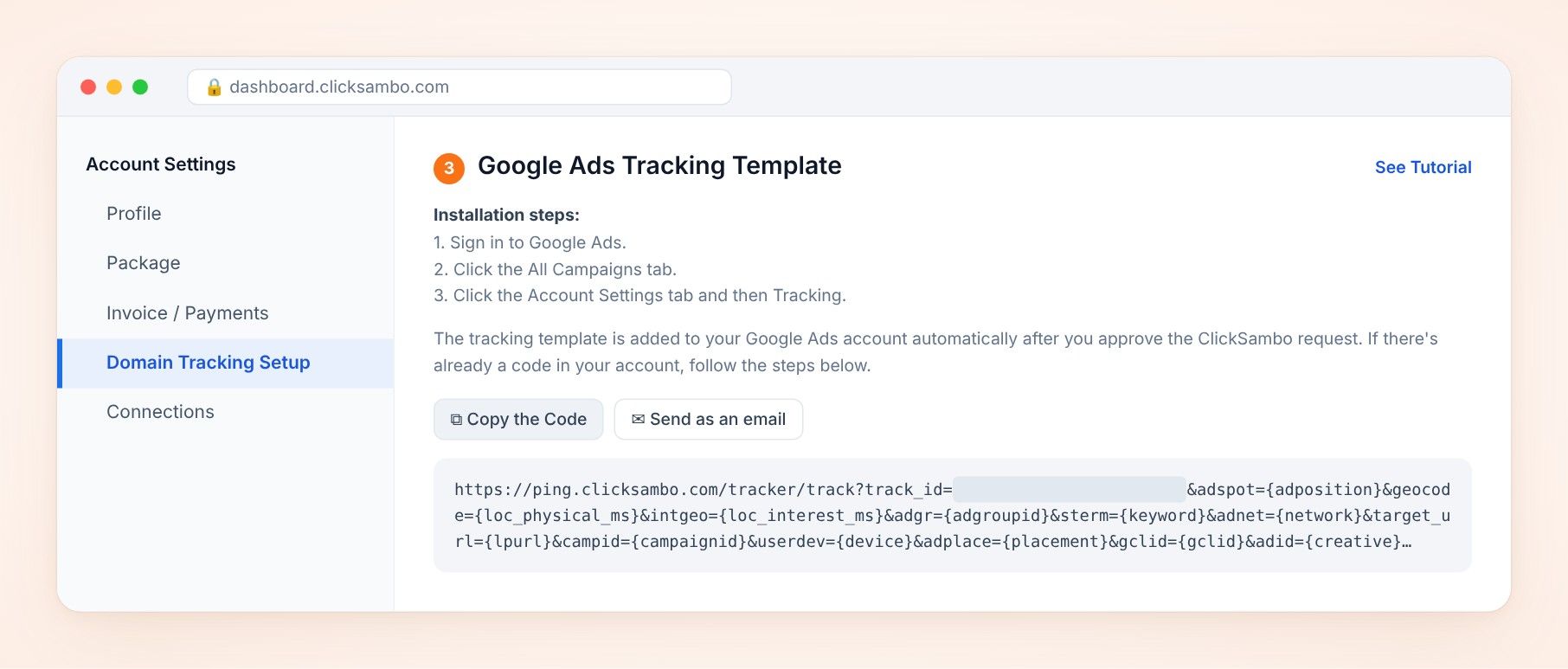 ClickSambo Tracking Template (For Google Ads)